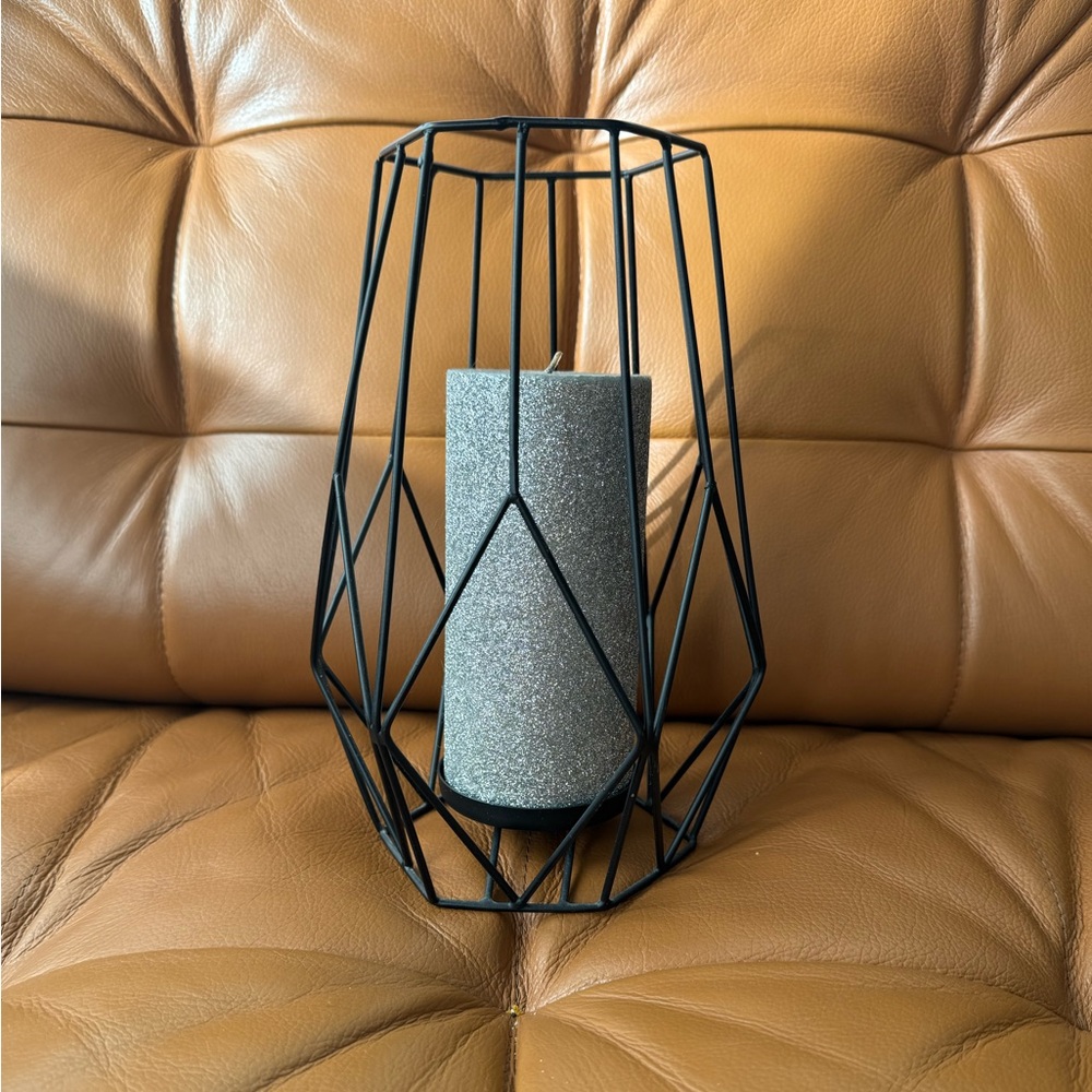 H&M Home Geometric Black Metal Candle Holder